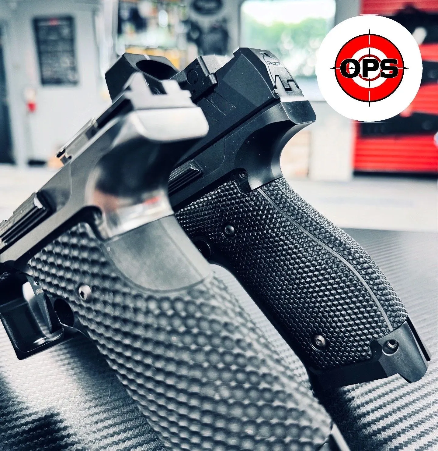 Stippled pistol grip