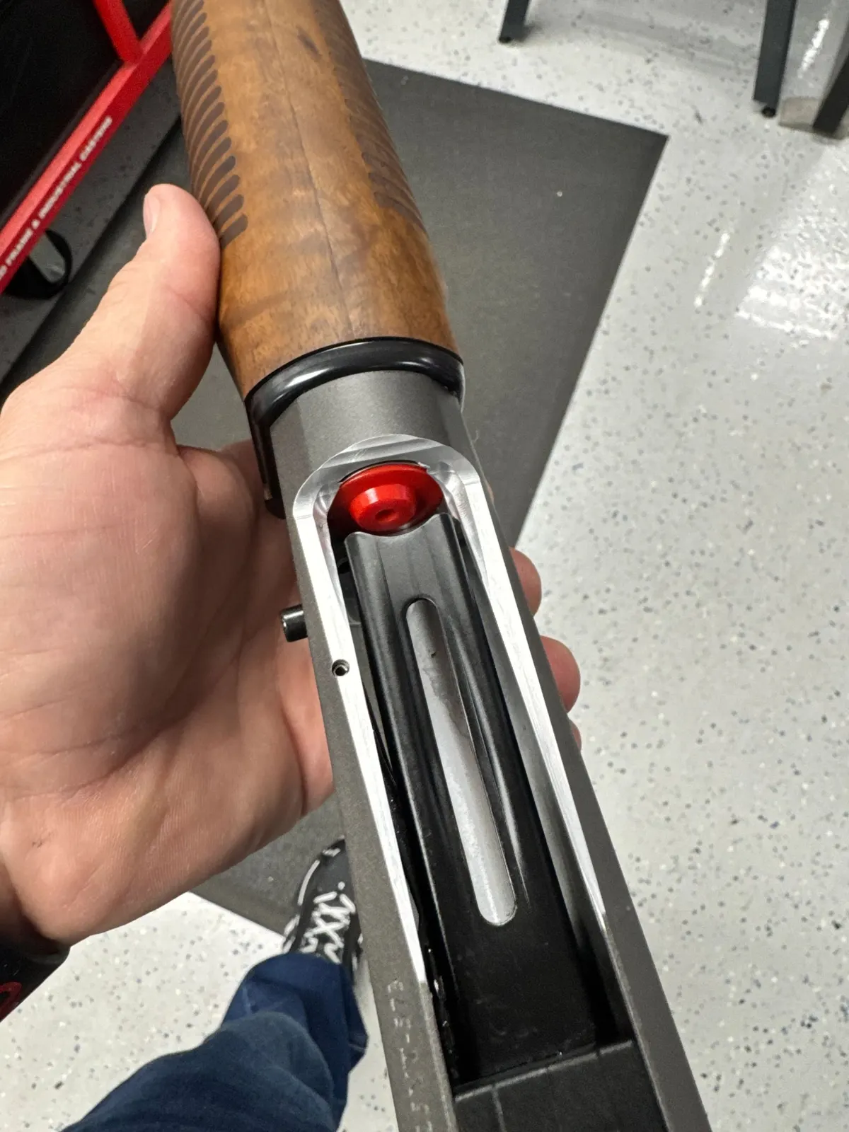 Gunsmith working on a shotgun